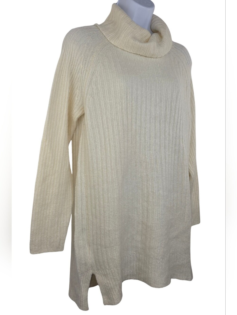 Eddie Bauer S Ribbed Cowl Neck Tunic Cable Knit Sweater 3942-L